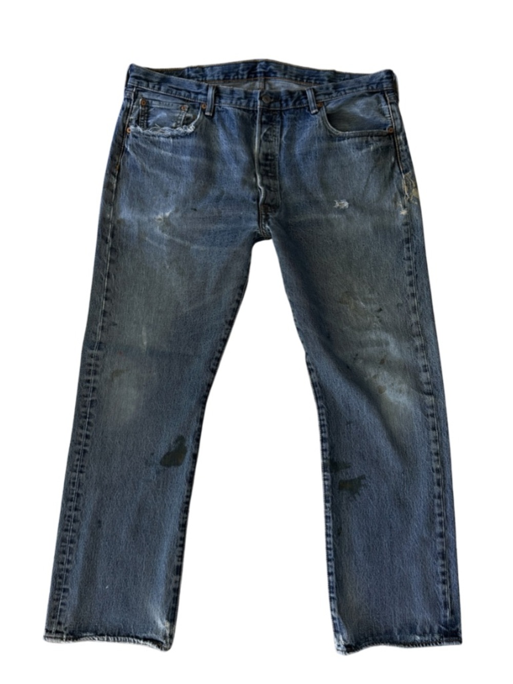 Levi's Distressed Dark Blue Straight Jeans